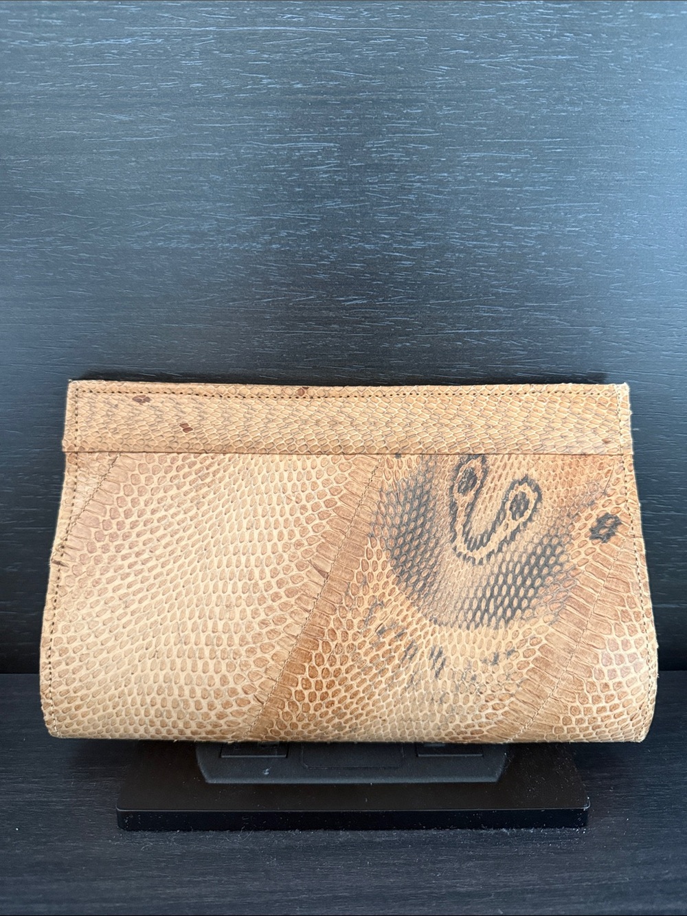 Tan Snakeskin Clutch Wallet